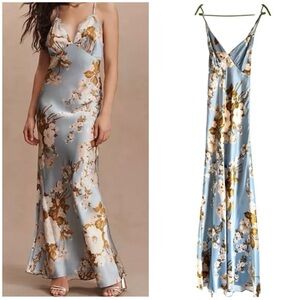 Reformation blue floral silk dress NEW